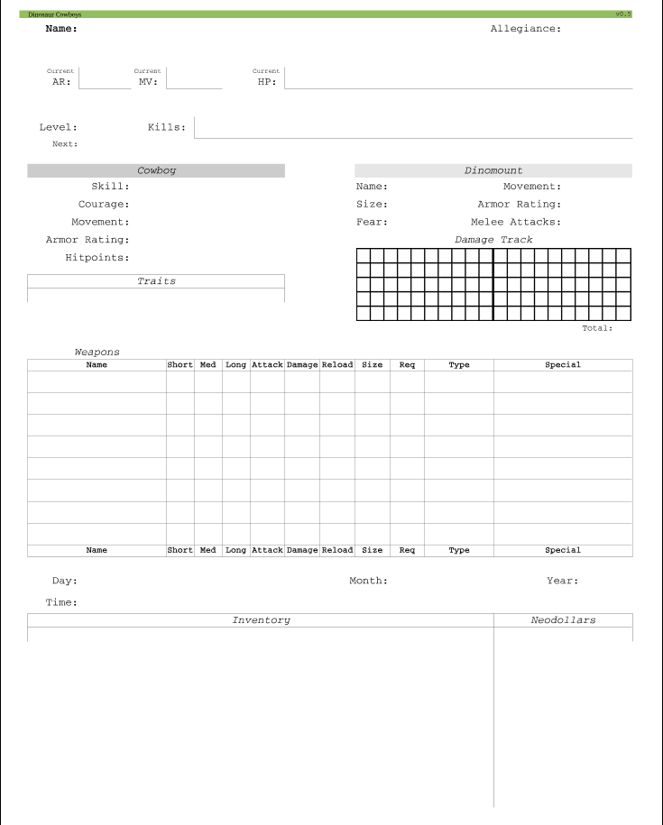 Character Sheet v0.1
